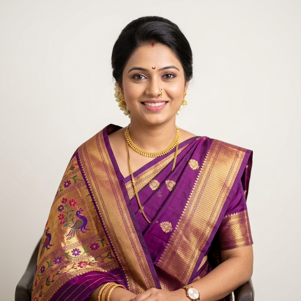 Sample Marathi marriage biodata photo — Priya Deshmukh